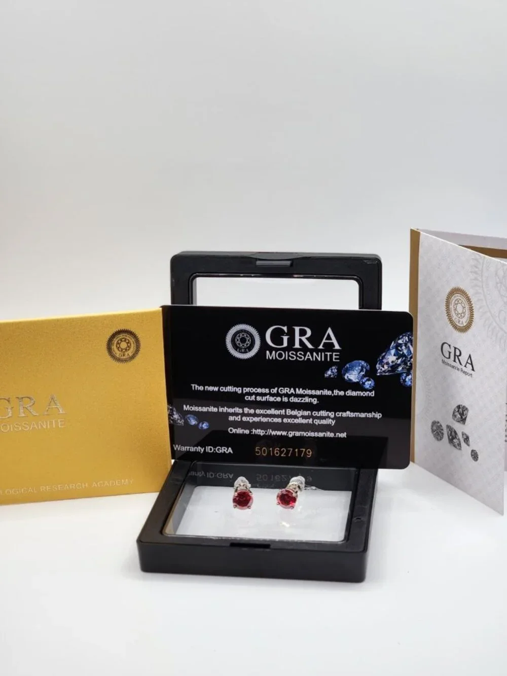 GRA Moissanite Rare Red Earrings. 💎🔻